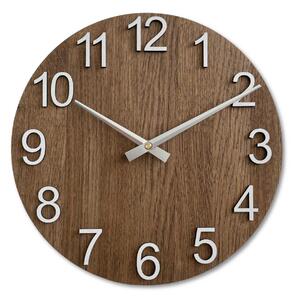 Elegantné hodiny z prírodného dreva na stenu | TORRHTO: HDF - Biela 30 cm 4623-107690 MAS017-3073-silver-hands