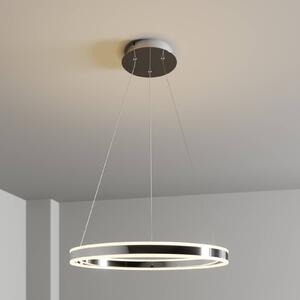 Závesné svietidlo Lucande LED Lyani, Ø 60 cm, chróm, stmievateľné, Chrómová / strieborná, Obývacia izba / jedáleň, kov, Moderný, Závesné svietidlo