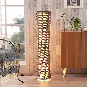 Stojacia lampa Lindby Joas, 110 cm, papier, textil, hnedá, Hnedá / hrdzavá, Obývacia izba / jedáleň, Papier / lunolit / lunopal, Moderný, Stojacie svietidlo