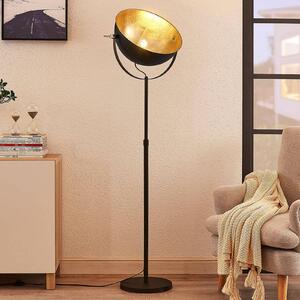 Stojacia lampa Lindby Muriel, 1 svetlo, čierna/zlatá, kov, Čierna, Obývacia izba / jedáleň, kov, Moderný, Stojacie svietidlo