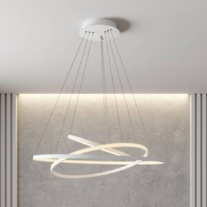 Lucande LED závesné svietidlo Ezana, biele, kov, Ø 80 cm, Biela / opálová, Obývacia izba / jedáleň, kov, Moderný, Závesné svietidlo