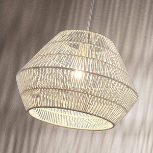 Lindby Závesná lampa Ottavio z pleteného papiera, biela, Biela / opálová, Obývacia izba / jedáleň, Papier / lunolit / lunopal, Moderný, Závesné svietidlo