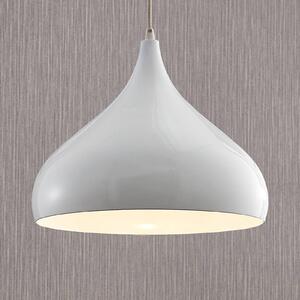 Závesná lampa Lindby Ritana, biela, kov, Ø 31 cm, E27, Biela / opálová, Obývacia izba / jedáleň, Hliník, Moderný, Závesné svietidlo
