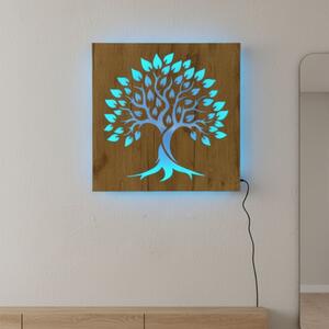 Podsvietený drevený obraz „Strom života“ LED nástenná dekorácia | BAKE: HDF - Orech LED RGB multicolor 30 cm 4697-112103 LED0564