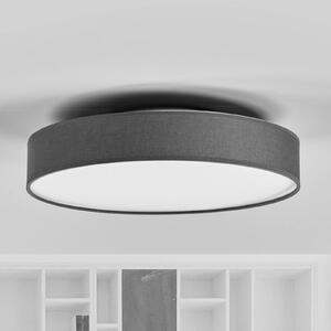 Stropné svietidlo Lindby LED Saira, Ø 40 cm, sivá farba, textil, Hliník / sivá / zinok, Obývacia izba / jedáleň, Textil / látka / hodváb, Moderný, Závesné svietidlo