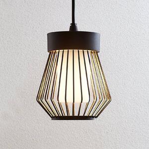 Vonkajšie závesné svietidlo Lindby Vajana, Ø 19 cm, čierna farba, hliník