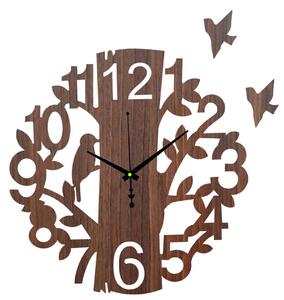 Drevené nástenné hodiny Vtáčik, čierne ručičky, 20 až 50 cm | SET: HDF - Orech 20 cm 4705-112696 HDF0162-Wenge-čierne-20 cm