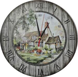 Nástenné hodiny z dreva Chalúpka - HORNET 3132 HDFK003 fi 30 cm