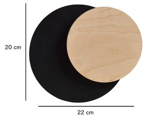 Emibig CIRCLE | moderné drevené dizajnové nástenné svietidlo Farba: Drevo/Čierna