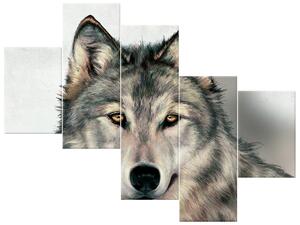Gario 5 dielny obraz na plátne Šedivý vlk Veľkosť: 100 x 75 cm