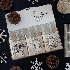 Sada krásnych vianočných ozdôb z dreva, 1 sada-18 kusov 3467 PR0096-Christmas decorati HEU-