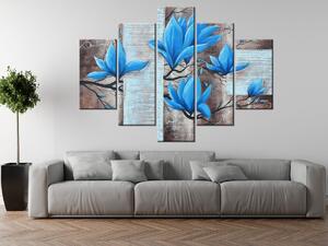 Gario 5 dielny obraz na plátne Nádherná modrá magnólia Veľkosť: 150 x 100 cm
