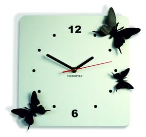 Moderné hodiny na stenu motýle 2847 FL-z29-RAL9010-9005