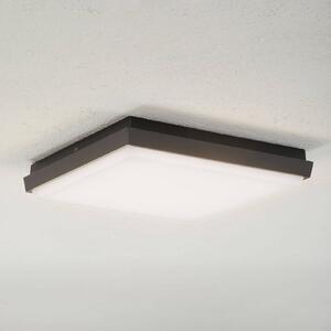 Lucande LED vonkajšie stropné svietidlo Amra, 30 cm, hranaté, antracit, Čierna, Plast, Moderný, Stropné svetlo