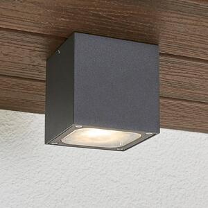 Lucande stropné LED svetlo Tanea, 10x10 cm, tmavošedá, IP54, Hliník / sivá / zinok, Hliník, Moderný, Stropné svetlo