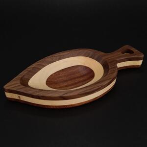 AMADEA Drevená miska mozaika v tvare listu, masívne drevo, 3 druhy drevín, rozmer 22x10, 50x2, 50 cm