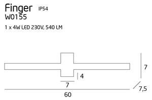 Maxlight FINGER malé | minimalistické nástenné led svietidlo IP54 Farba: Čierna
