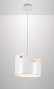 Mantra CUBE | dizajnová biela visiaca lampa s drevom Rozmer: 19 cm
