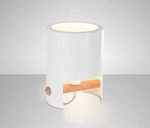 Mantra CUBE | dizajnová biela stolná lampa s drevom Rozmer: 30 cm