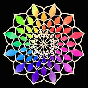 AMADEA Drevená dekorácia mandala dúha 9 cm