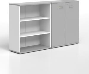 DREVONA33 Kancelárska skrinka s dvierkami stredná LUTZ, šedá + biela