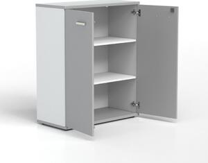 DREVONA33 Kancelárska skrinka s dvierkami stredná LUTZ, šedá + biela