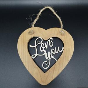 AMADEA Drevené srdce s vkladom - Love you, masívne drevo, veľkosť 16 cm