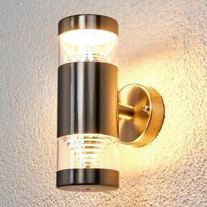 Lindby LED vonkajšie nástenné svietidlo Lanea, 21 cm, nerezová oceľ, IP44