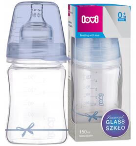 Sklenená fľaša Lovi Diamond Glass 150 ml 0m+ Farba: modrá