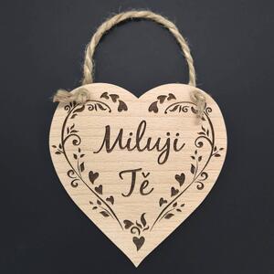 AMADEA Drevené srdce s textom Milujem Ťa, masívne drevo, 16 x 15 cm