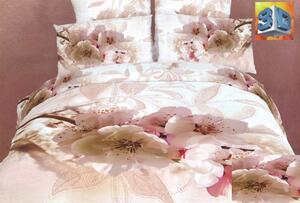 Béžové obliečky na posteľ s kvetmi čerešne Béžová