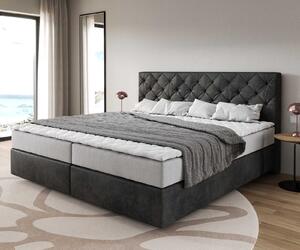 DELIFE Boxspring posteľ Dream-Great mikrovlákno antracitová vintage 200×200 cm s vreckovou pružinovou matracou a topperom Visco