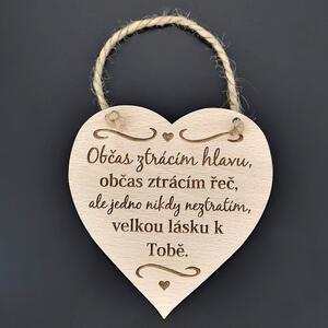 AMADEA Drevené srdce s textom Občas strácam hlavu, občas..., masívne drevo, 16 x 15 cm