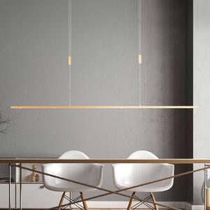 Quitani LED závesné svietidlo Tolu, dĺžka 139 cm, mosadz, Mosadz / zlato, Obývacia izba / jedáleň, Hliník, Moderný, Závesné svietidlo