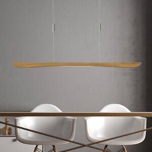 Quitani LED závesné svietidlo Hiba, prírodný dub, dĺžka 118 cm, Svetlé drevo, Obývacia izba / jedáleň, Drevo, Moderný, Závesné svietidlo