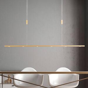 Quitani LED závesné svietidlo Tolu, dĺžka 119 cm, mosadz, Mosadz / zlato, Obývacia izba / jedáleň, Hliník, Moderný, Závesné svietidlo