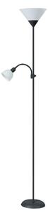 Čierna stojacia lampa Action s bielymi tienidlami pre žiarovky E27+E14 – LED lampičky a baterky > Stojacie LED lampy
