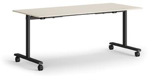 Mobilný stôl MATCH, 180x80 cm, čierna podnož, breza