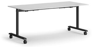 Mobilný stôl MATCH, 180x80 cm, čierna podnož, biela