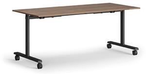 Mobilný stôl MATCH, 180x80 cm, čierna podnož, orech