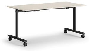 Mobilný stôl MATCH, 160x80 cm, čierna podnož, breza