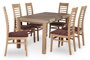 Jídelní set Poreč - 6x stolička,1x stôl,rozklad (dub / nubuk 26W)