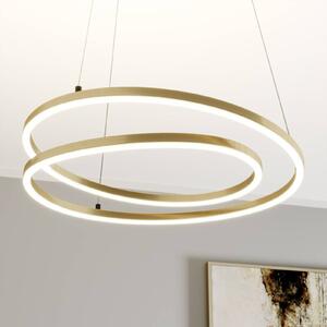 Lindby LED závesné svietidlo Davian, mosadzná farba, 49 cm, stmievateľné, Mosadz / zlato, Obývacia izba / jedáleň, Hliník, Moderný