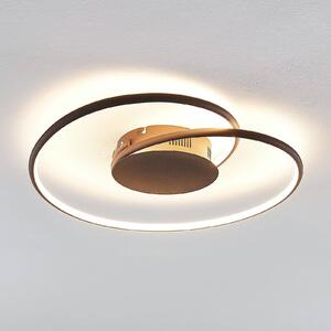 Lindby LED stropné svietidlo Joline, Ø 45 cm, hrdzavohnedá farba, kov, Hnedá / hrdzavá, Obývacia izba / jedáleň, kov, Moderný