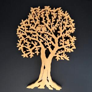 AMADEA Drevený strom s veveričkou a sovami, masívne drevo, 40x28 cm