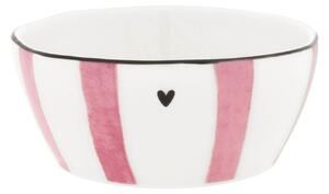 Keramická miska White / Pink Print Prúžky