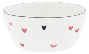 Keramická miska White / Pink Print Srdiečka