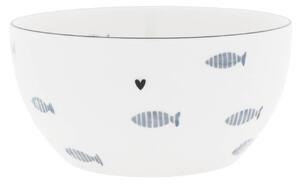Keramická miska White / Blue Fish 600 ml