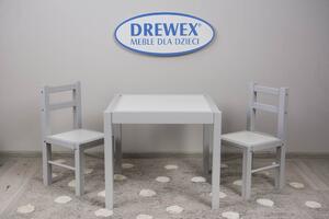 Drewex Drevený detský stôl a dve stoličky biela/sivá