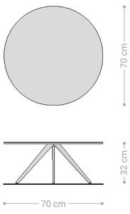 DELIFE Konferenčný stolík Delron 70x70 cm keramika Laminam® Emperador Extra Lucidato tmavohnedá kovová podstava krížová plochá čierna